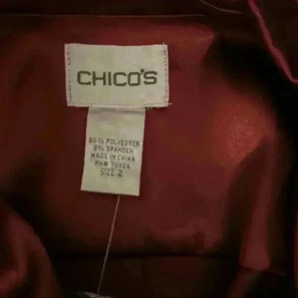 Chico's new with tags burgandy silky long sleeved blouses Chico's size 2 - Picture 5 of 6